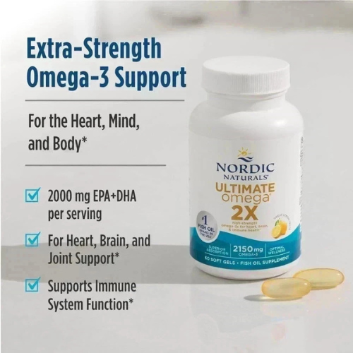 Nordic Naturals Ultimate Omega 2X, Lemon Flavor, 2150 mg Omega-3 - 180 Soft Gels New