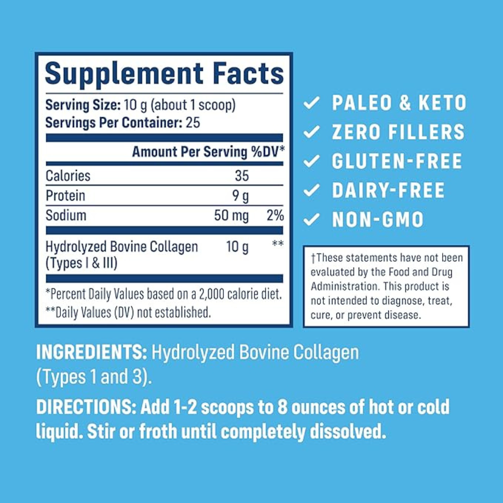 NativePath Collagen Peptides - Hydrolyzed Type 1 & 3 Collagen Powder for Skin, Hair, Nails - 8.8 oz (25 Servings)