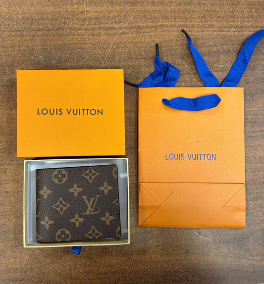 Louis Vuitton Monogram Bifold Wallet Authentic Vintage Leather Brown