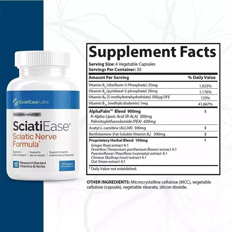 SciatiEase Labs Sciatic Ease Nerve Formula - Nervous System Health, Antioxidant