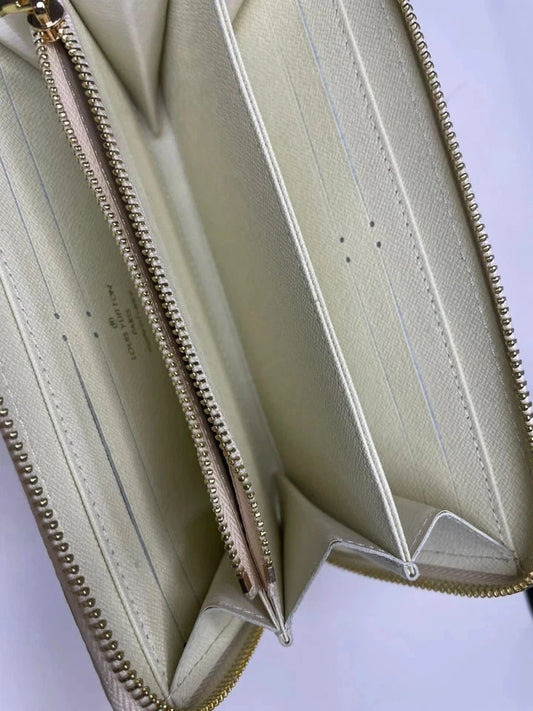 Louis Vuitton Damier Azur Zippy Zip Around Long Wallet Purse White