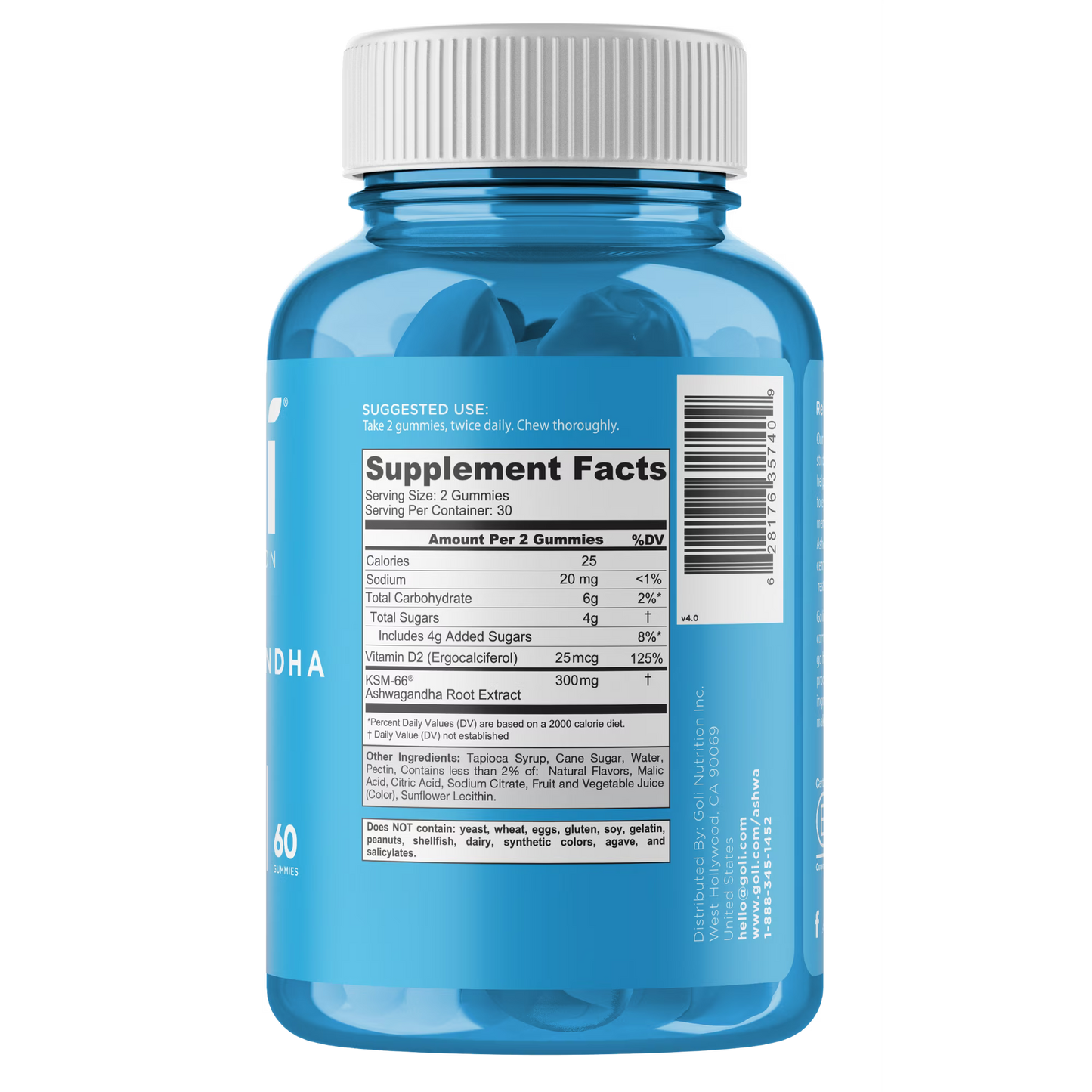 Goli Nutrition Ashwagandha Gummies, Mixed Berry Flavor, 60 Count