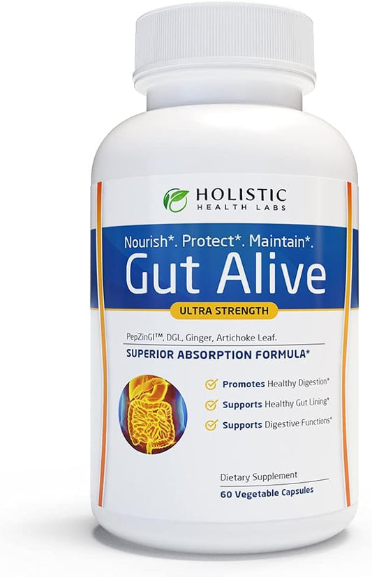 Holistic Health Labs Gut Alive – Natural Digestive Support Supplement | 60 Capsules