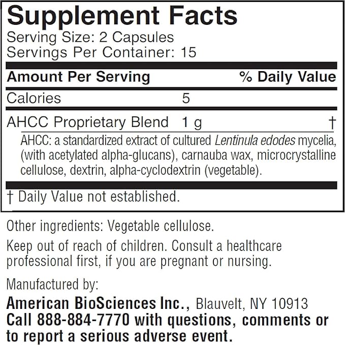 Immune Support, Natural Killer Cell Activity and Cytokine Production, 500 milligrams per Capsule (30 Count)