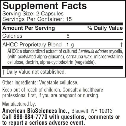 Immune Support, Natural Killer Cell Activity and Cytokine Production, 500 milligrams per Capsule (30 Count)