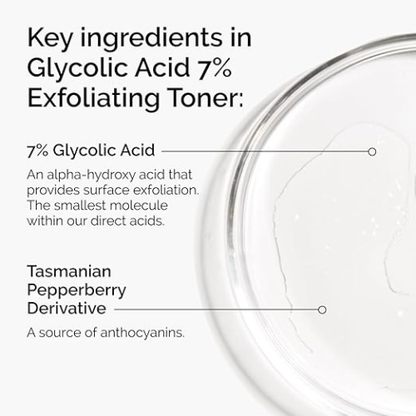 The Ordinary Glycolic Acid 7% Exfoliating Toner, Brightening and Smoothing Daily Toner for More Even-Looking Skin Tone