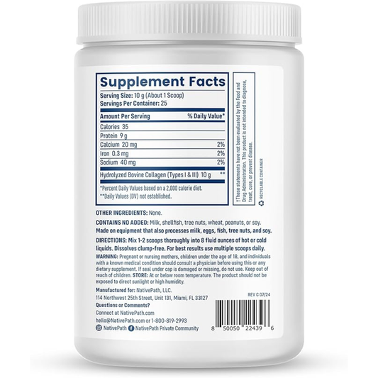 Hydrolyzed Collagen Powder – Skin, Hair & Nail Support Formula | 8.8 oz