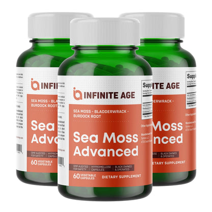 Infinite Age 3 Pack of 1250mg Sea Moss Advanced Superfood Capsules 180 Count
