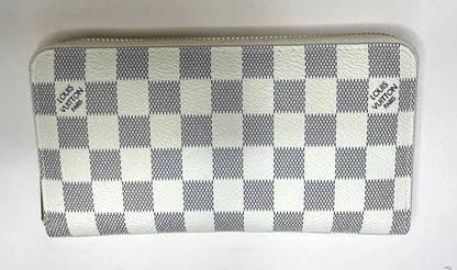 Louis Vuitton Damier Azur Zippy Zip Around Long Wallet Purse White