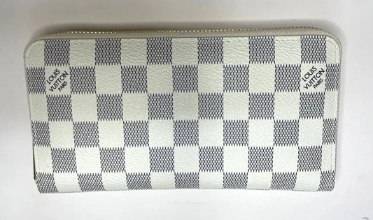Louis Vuitton Damier Azur Zippy Zip Around Long Wallet Purse White