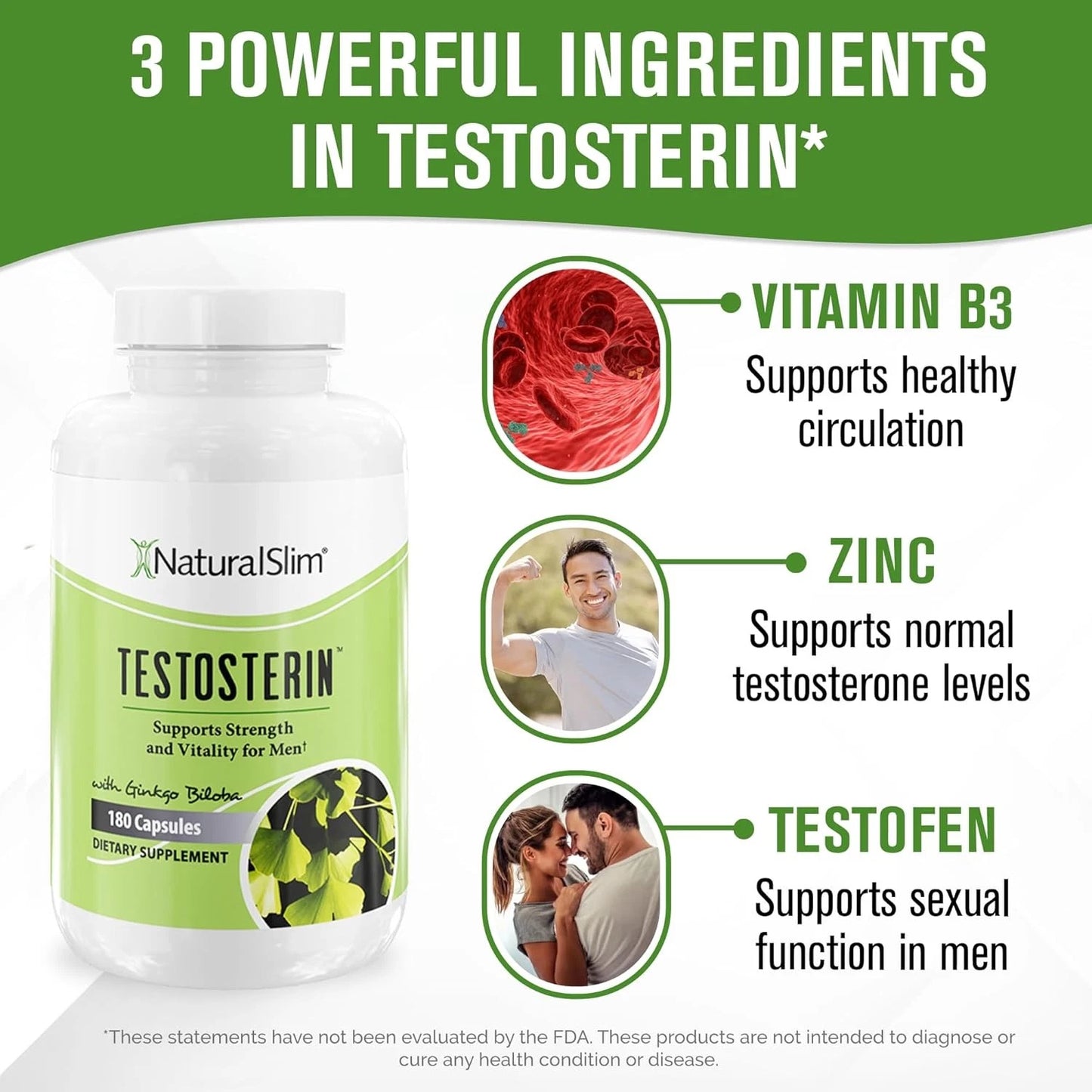 Naturalslim Natural Testosterone Booster for Men - Male Enhancing Supplement