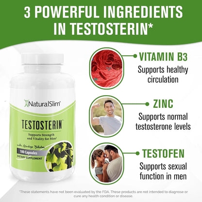 Naturalslim Natural Testosterone Booster for Men - Male Enhancing Supplement