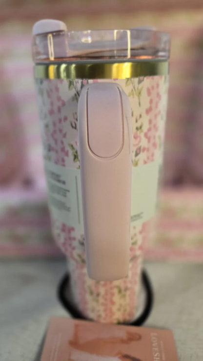 STANLEY FLORAL PINK 40 OZ TUMBLER   New