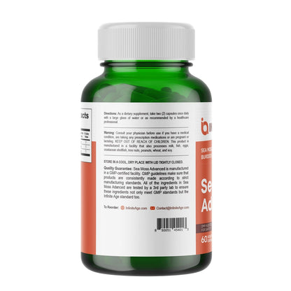 Infinite Age 3 Pack of 1250mg Sea Moss Advanced Superfood Capsules 180 Count