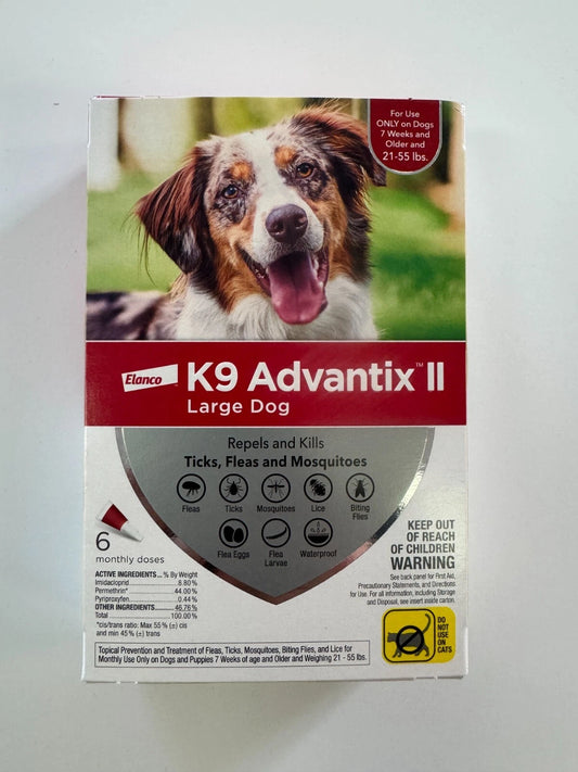K9 Advantix II 6 Doses Flea, Tick, & Mosquito Prevention For 21-55lbs Large Dogs